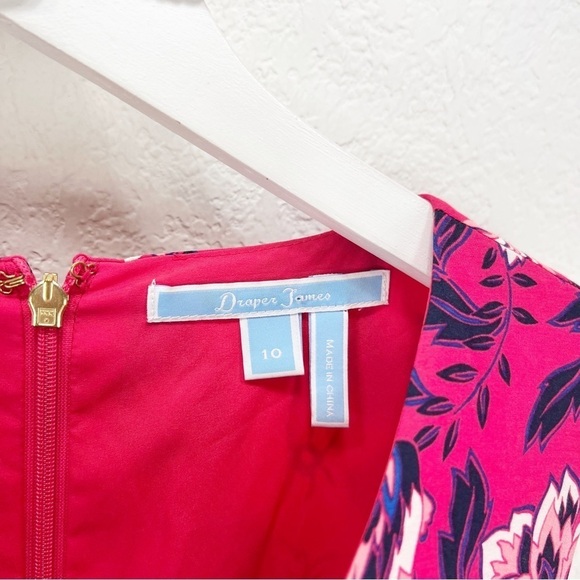 Draper James Pink Floral Cold Shoulder Silk Blend Dress Size 10 - Picture 4 of 8